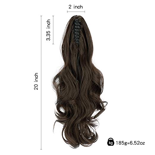 20〞Claw Ponytail Clip in Hair Extensions Hairpiece Synthetic Light Curly Soft Silky Nature Looking Heat-Resisting Different Colors for Women Fashion and Beauty-4#